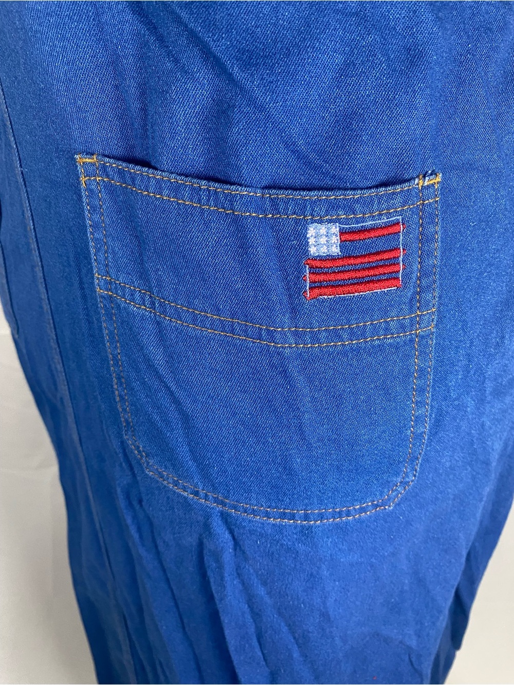 Koret Blue Denim Women's Overalls with Red & White Plaid Trim - Picture 12 of 16